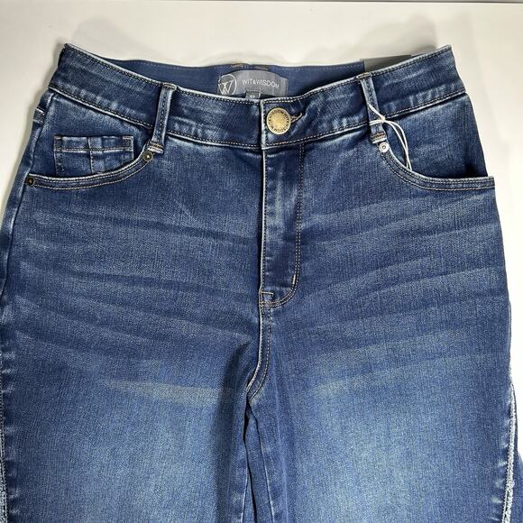 Wit & Wisdom Jeans Women’s 4 Wide Leg High Rise Raw Hem Y2K Denim NWT - Picture 2 of 16